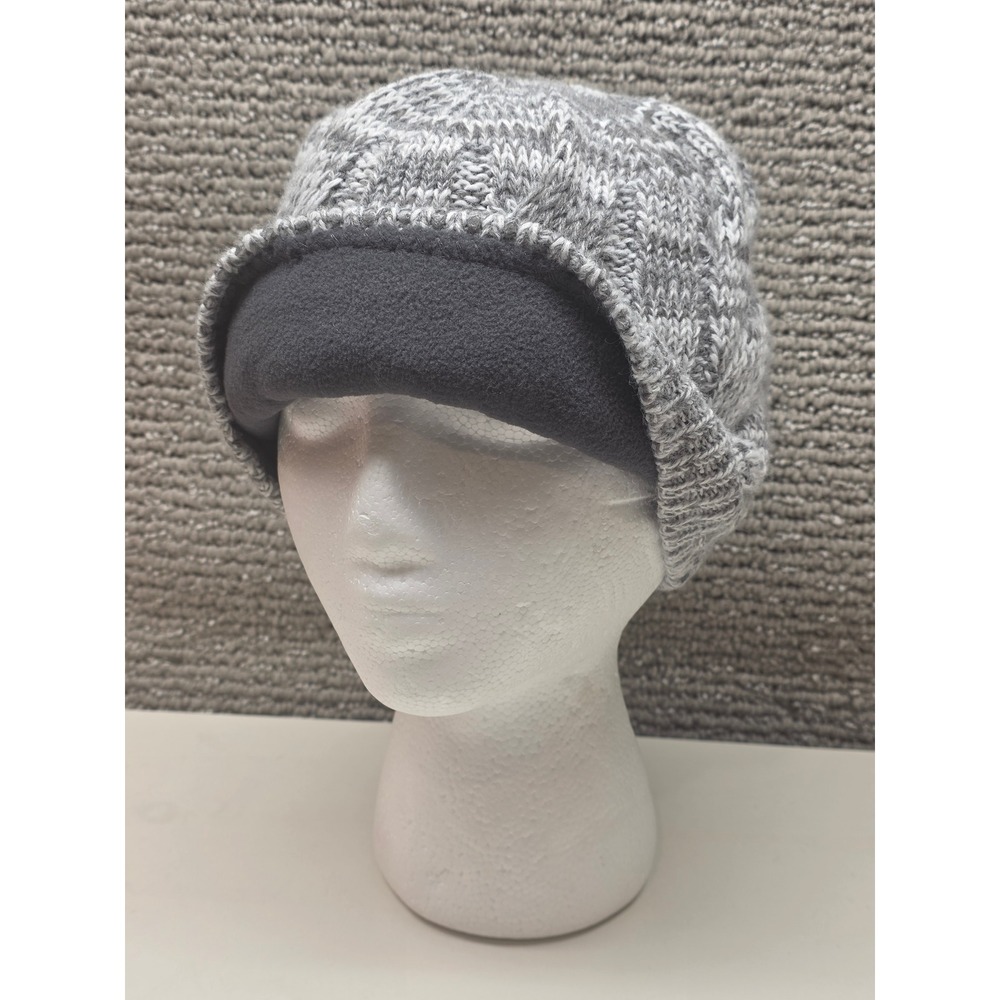 Peekaboos Ponytail Hat Gray Marl Cable Knit Fleece‎ Lined Beanie Made in USA